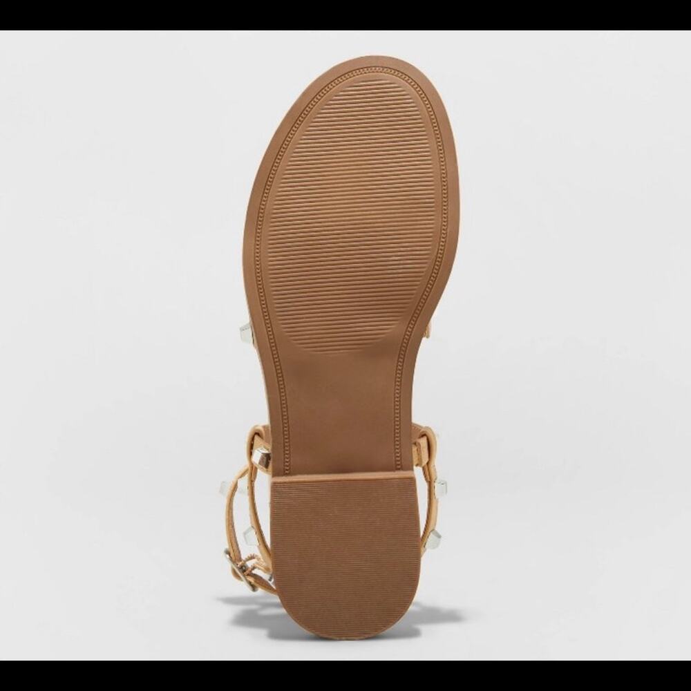 NWT Astrid Studded Strappy Sandals A New Day Tan  Buckle Open Toe sz 8.5 - Picture 4 of 7
